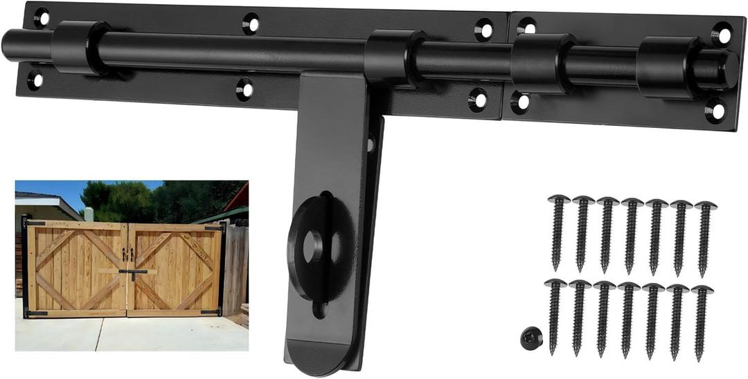 17" Slide Bolt Gate LatchThickened for Large Wooden/Metal GatesFace Mount Weld/Screws on Left/Right Side,Suitable for Kinds of Large Fence/Courtyard Doors, Barn Doors Lock (Patent Pending)