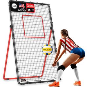 Volleyball Rebounder Net 7x4 FT  5 Angle Adjustable Volleyball Training Equipment - Durable 45 PLY Bounce Back Net  Practice Net  Includes Ball, Pump & Carry Bag - Gift-Ready Set