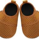 JIASUQI Baby Boys and Girls Barefoot Swim Water Skin Shoes Aqua Socks for Beach Swim Pool (12-18 Months Infant, Mesh Brown)