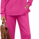 WIHOLL Women's 2 Piece Lounge Sets Sweatshirt Casual Travel Outfits Fashion Wide Leg Tracksuit Cozy Sweatsuits (Medium, C Hot Pink)