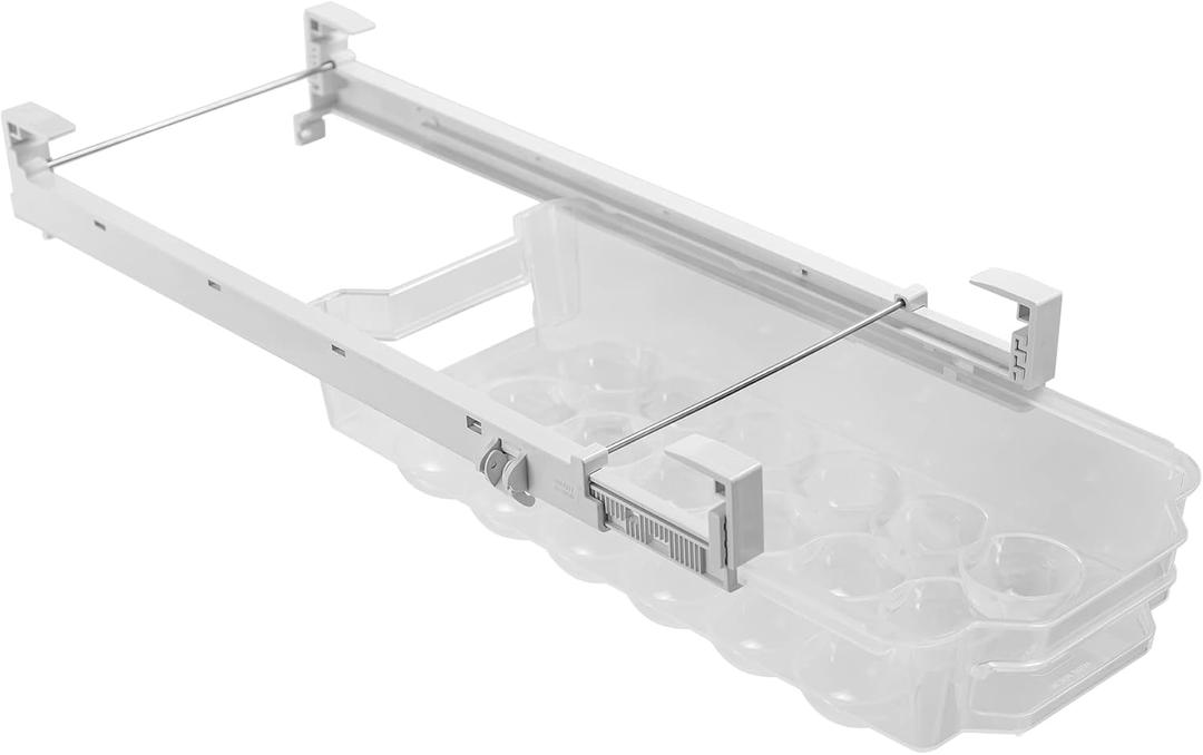 Smart Design Adjustable Sliding Pull Out Egg Drawer - Holds 18 Eggs - BPA Free - Fridge Bin, Refrigerator Holder Box, Clear Plastic Freezer Container, Food Storage Shelf, Organizer Tray - Clear
