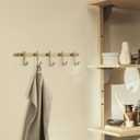 WINCASE Antique Brass Towel Hook, Brushed Brass Wall Hook Rail, 5 Hooks Antique Coat Hook Rail Hanger Bathroom Robe Hooks Rack Wall Mounted