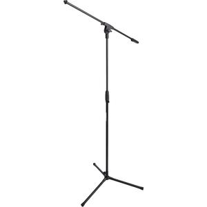 Amazon Basics Sturdy Portable Microphone Boom Arm Stand, Height Adjustable with Cable Management, Foldable Tripod Base, Up to 85.75", Black