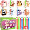 SURCVIO Valentines Day Gifts for Kids, 32 Pack Mini Bubble Wands with Valentines Animal Themes Greeting Cards for Kids, Valentine's Day School Prize Party Favor, Classroom Exchange Gift Set