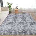 Rug for Living Room Bedroom, 5x7 Area Rugs for Living Room, Ultra Soft Modern Shaggy Carpets Fuzzy Rug for Boys Girls Dorm Nursery Home Decor Aesthetic, Upgrade Non-Slip Durable, Tie-Dye Silver Grey