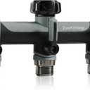 Full Flow Heavy Duty 3 Way Hose Splitter, Rugged Garden Faucet Adapter, Spout Diverter T - Way Adapter with Extended Handle, 3/4 GHT Thread, Grey