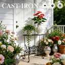 Heavy Duty Cast Iron Potted Plant Stand Garden Table - 22.8IN. Oval Plant Shelf, Vintage Ornament Display Stand, Corner Plant Stand for House Decor, Balcony, Living Room or Patio wrought flower bloom bar