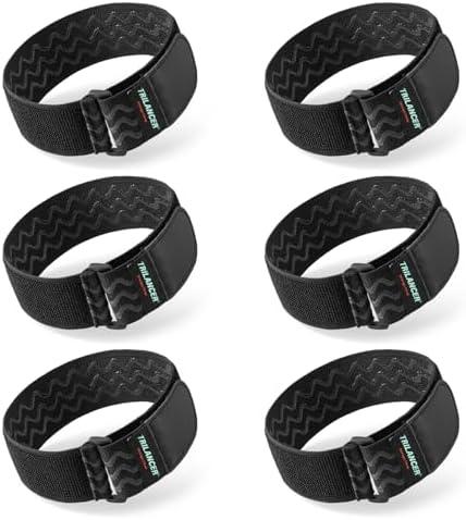 Trilancer Elastic Cinch Straps with Anti-Slip Strips, 14 "x 2" (6 Pack) Multipurpose Hook and Loop Bundling Straps for Hose, Cords, Bike, Luggage, Camping, Yoga Mats