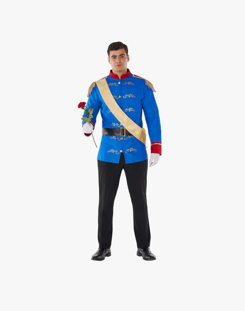 Morph Prince Charming Costume for Men – Royal Jacket, Sash & Belt – Adult Prince Halloween Costume For Men, Parties & Events Large