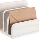 Wooden Mail Holder 3 Slots Mail Organizer for Desk Wood File Paper Letter Sorter for Letter Envelope Filing Cell Phone Document Storage, Organizer Tray for Office and Home (White)