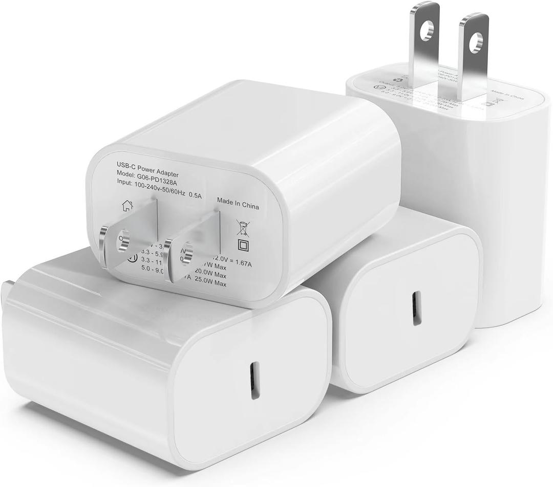 4Pack USB C Charger Block, iGENJUN 20W for Phone Fast Charger Wall Charger with PD 3.0, Compact Type C Power Adapter for Phone 17/16/15/14, Galaxy, Pixel, AirPods Pro (Arctic White)