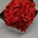 Silk Red Hydrangea Artificial Flowers in Vase with Faux Water, Faux Floral Arrangements in Vase for Home Decor, Wedding Table (Red)