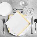 Fulmoon 100 Pack 2 Ply Cocktail Napkins Paper Gold Foil Trim Edge Beverage Dessert Disposable Paper Napkins Dinner Baby Shower Wedding Birthday Party Tableware Decorations, 5 x 5 Inches(White)