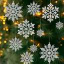 Christmas Ornaments Snowflake Decorations Christmas Tree Indoor Outdoor Decoration 36 Pcs Plastic Glitter Silver Snowflake Ornaments Set Hanging Winter Wonderland Holiday Party Decorations