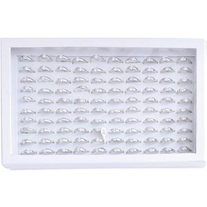 ZLY Jewelry Rings Display Tray Velvet 100 Slot Case Box Jewelry Storage Box (White)