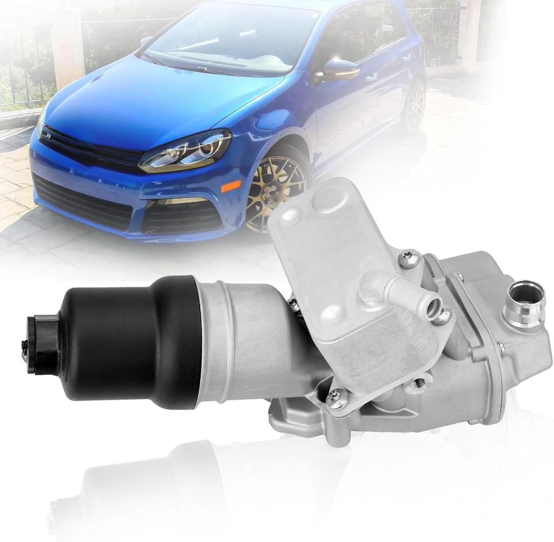 06F115397K Upgraded Aluminium Oil Filter Housing Assembly with Oil Cooler Compatible with VW Passat Jetta Golf R GTI Eos Audi A4 A3 TT TTS 2005-2015 2.0L L4, Replace # 06F115397K 06F115397J 06F115397H