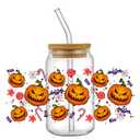 10 Sheets Halloween UV DTF Transfer Cup Wraps for Glass Cups Walls UVDTF Cup Wraps Pumpkin Ghost for 16 OZ Cups DIY Crafts Decoration Applique for Furniture