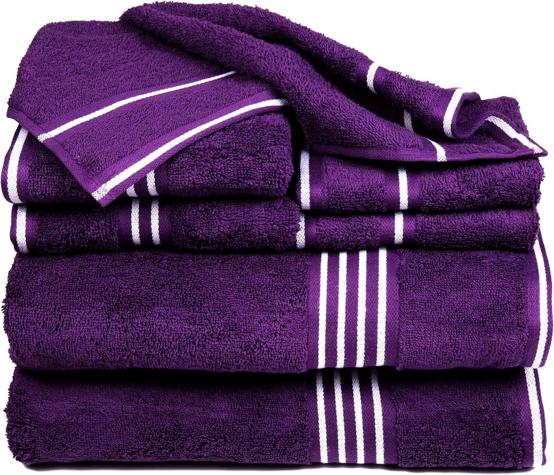 Lavish Home Rio 100% Cotton Towel Set - Eggplant, Medium, 8 Piece