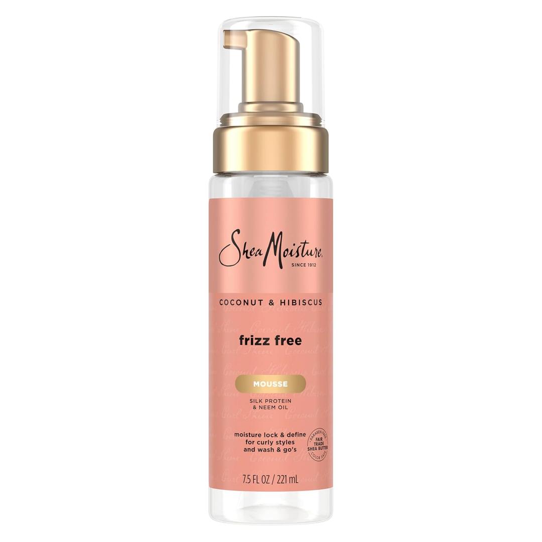 SheaMoisture Curl Mousse for Curly Hair, Coconut & Hibiscus Styling Mousse for Frizz Control & Volume, with Shea Butter, 7.5 oz