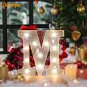 Pooqla Light Up Letters, LED Marquee Letters for Silver Birthday Decorations, Battery Powered Night Light Teenager Girl Room Decor, Gift for Girls Boys Wedding Bedroom Christmas Party Decor, Letter V