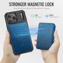 for iPhone 17 Pro Max Wallet Case Compatible with Magsafe, Magnetic RFID Blocking Card Holder Kickstand 2 in 1 Detachable Case for iPhone 17 Pro Max 6.9", Blue