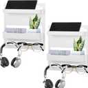 Sturdy Bedside Organizer Shelf for Dorm, Adhesive Bedside Wall Storage with Cable Clips, Space-Saving Floating Shelf for College Preppy Teen Adult Room Bedroom College Back to School Essentials