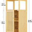 HITNET Bathroom Storage Cabinet Rattan, Small Bamboo Floor Cabinet with Single Door and Open Shelf, Freestanding Narrow Cupboard for Living Room, Kitchen, Entryway, Natural
