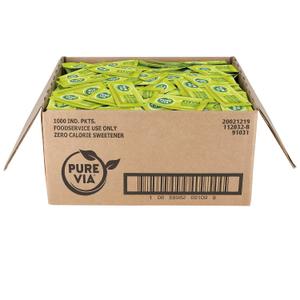 PURE VIA Stevia Sweetener Packets, Sugar Substitute, Natural Sweetener, Zero Calorie Natural Sweetener Packets, 1,000 Count (EXP 06/11/29)