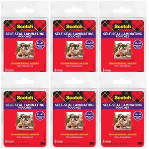 Scotch Self-Sealing Laminating Pouches, Gloss Finish, Wallet Size 2.5″ x 3.5″, 6 Packs of 5 (30 Total) – No Laminator Needed, Photo-Safe Clear Protective Sheets