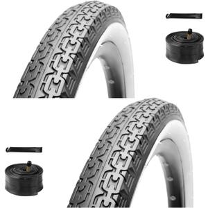 WHEELO 26 inch Cruiser Bike Tires Set: 2-Pack 26x2.125 Replacement Puncture-Resistant Bicycle Tires and Pair 26-inch Inner Tubes with Tire Levers for Beach Cruiser and Urban Commuting Bicycle