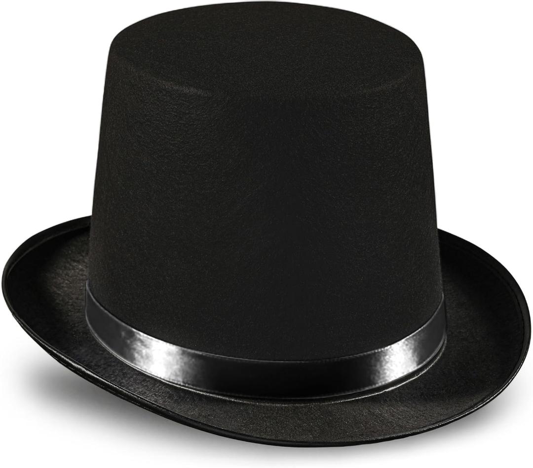 Dress Up America Black Top Hat for Adults  Formal Tuxedo Hat with Trim  Magician Butler Gentleman Costume Accessory