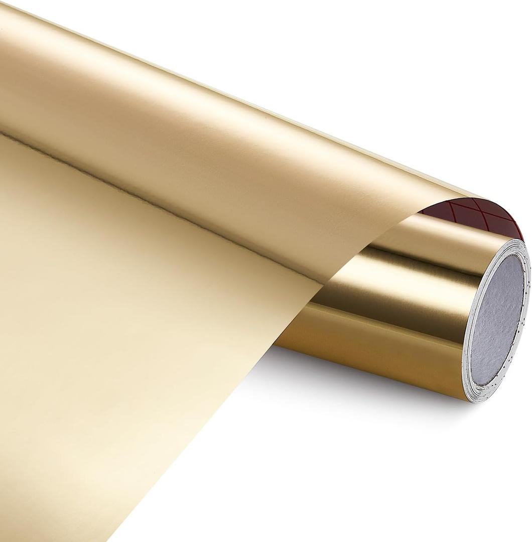 Ant 12" x 10ft Chrome Mirror Glossy Metallic Foil Vinyl - Easy to Weed & Transfer Silver Permanent Vinyl Roll Create DIY Projects, Decals, Stickers for Crafts (12inch x 10ft, Rose Gold)