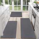 HEBE Anti Fatigue Kitchen Mats for Floor Set of 3 Cushioned Kitchen Rug Sets 3 Piece Non Slip Kitchen Rugs and Mats Waterproof Comfort Standing Mat Runner for Home Office,Sink,Laundry (17.3''x28''+17.3''x36''+17.3''x48'', Dark Grey)