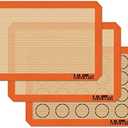 MMmat Silicone Baking Mat - Best German Silicone - Non Slip Silicone Baking Sheet, Non Stick Reusable Silicone Mats for Baking, Oven Liner, Counter Mat, 2 Half Sheets Mats + 1 Macaron Cookie Sheet