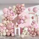Dusty Pink Balloon Garland Arch Kit, Dusty Pink Light Pink Sand White Latex Party Balloon Boho Blush Nude Balloon Arch Kit for Baby Shower Birthday Bridal Shower Wedding Gender Reveal Party Decoration