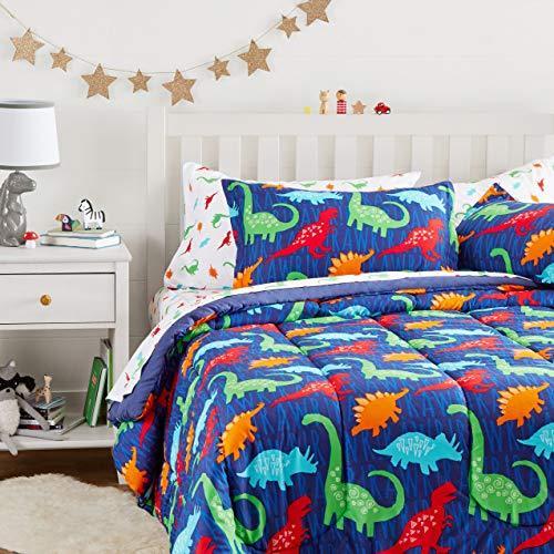 AmazonBasics Easy Care, Super Soft Microfiber Kid's Comforter Set - Twin, Multi-Color Dinosaurs AmazonBasics Easy Care, Super Soft Microfiber Kid's Comforter Set - Twin, Multi-Color Dinosaurs