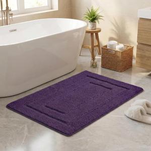 GRANNY SAYS Bathroom Rugs Non Slip, 32" x 20", Bath Rugs for Bathroom Washable, Bath Mats for Floor, Microfiber Mat for Tub, Absorbent Rugs for Shower Room, Purple