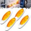 PSEQT 6.5'' Oval LED Side Marker Lights Trailer Clearance Stop Turn Signal Lights w/Red Lens Surface Mount 16LED Fender Front Rear Running Light Waterproof for Truck Pickup Caravan RV Bus (Amber)