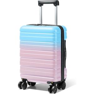 Lekesky 16 Inch Underseat Carry On Luggage Airline Approved, Small Hard Shell Suitcase with TSA Lock Spinner Wheels, Lightweight Personal Item Carry-On for Travel, Cotton Candy