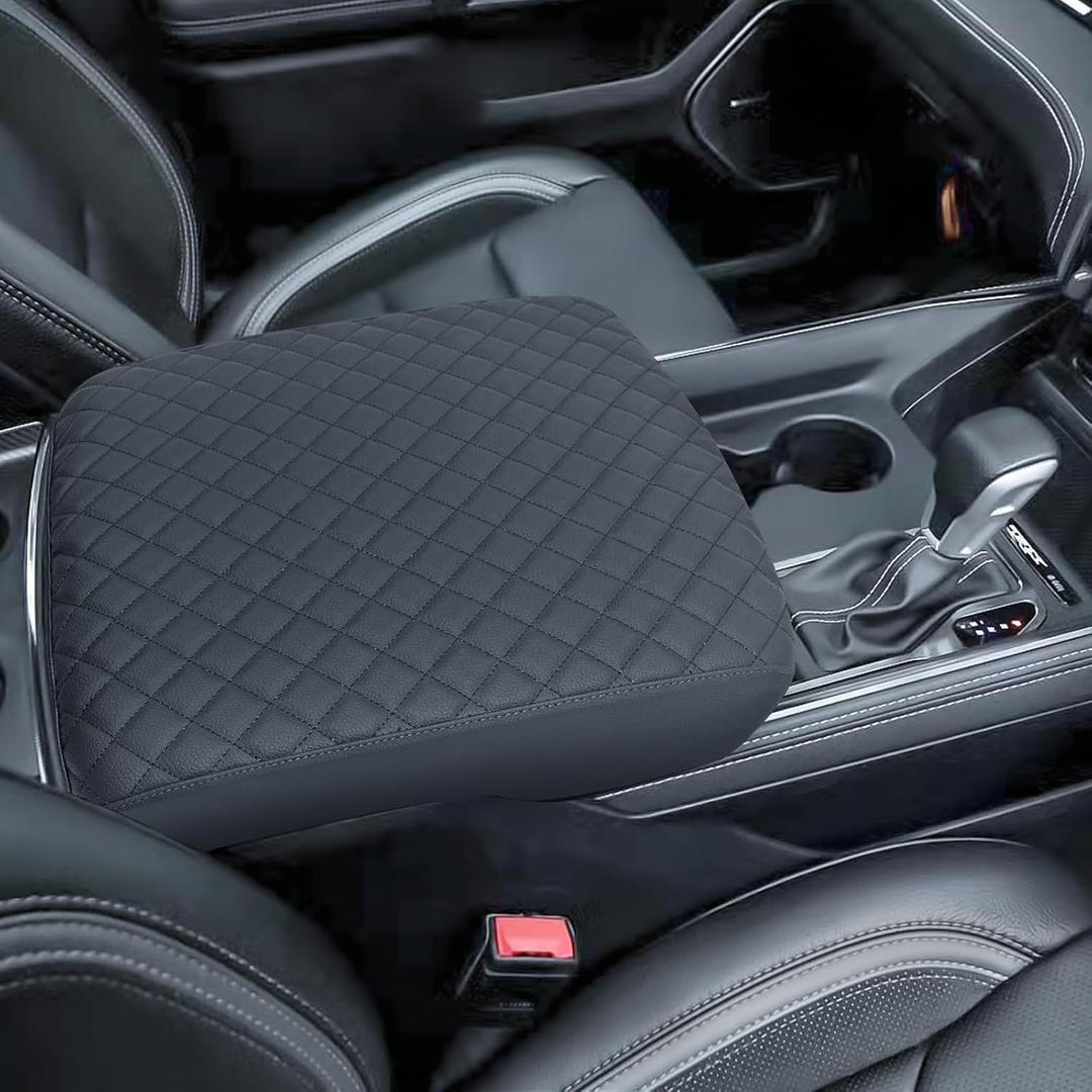 PIMCAR Center Console Cover for 2019-2025 2026 Dodge Ram 1500 2500 3500 Leather Customized Middle Console Lid Cover Protector Interior Accessories 