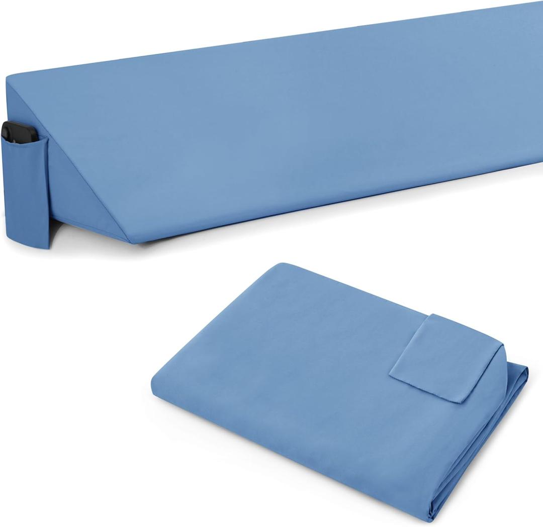 Horbaunal Queen Size Bed Wedge Pillow Cover for Headboard Gap, Headboard Wedge Pillow Case Cover Only, 60" x 10" x 6", Blue