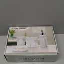 L'ARL GMVOI Bathroom Accessories Set,4 Pieces Marble Bathroom Vanity Countertop Accessory Set with Bathroom Toothbrush Holder Set,Soap Dispenser,Tumbler,Soap Dish for Bathroom Home Decor