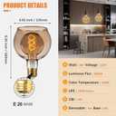SD LUX Large Globe G40 Vintage LED Light Bulb 6W 250LM(Equl.25W), Dimmable Oversized Giant Decorative Edison Bulb Smoke Glass for Pedant Lighting or Floor Lamp, E26 Warm White, 2 Pack (Smoke, 2 Pack)