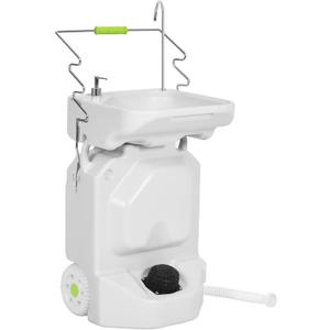 YITAHOME Portable Camping Sink, 38 L Handwashing Station with Adjustable Wash Basin, Soap Dispenser, Metal Handle, Large Wheels for Outdoor, Travel, Boat, Gather, Garden, Worksite, White YITAHOME Portable Camping Sink, 38 L Handwashing Station with Adjustable Wash Basin, Soap Dispenser, Metal Handle, Large Wheels for Outdoor, Travel, Boat, Gather, Garden, Worksite, White