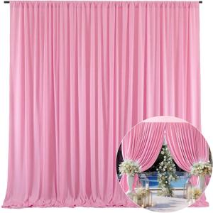 10 x 7 Feet Pink A Backdrop Curtain for Partie, Background Curtains for Photoshoot, Birthday, Wedding, Halloween, Thanksgiving, Christmas Day, New Year Party Decorations 5Ft x 7Ft, 2 Panels