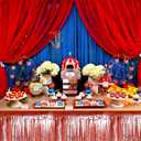 2 x 4P Metallic Foil Fringe Tinsel Table Skirts for Rectangle Tables Backdrop Banner Streamer Garland Curtains for Parade Floats Wedding Graduation Anniversary Birthday Parties Decoration (Rose Gold)