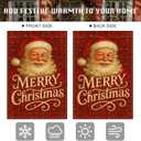 2 x Merry Christmas Garden Flag 12x18 Inch Santa Red Plaid Burlap Double-Sided Seasonal Outdoor Holiday Banner Winter Flag for Yard Lawn Decoration