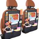 Car BackSeat Organizer,2 Pack Kick Mats Back Seat Protector with Touch Screen Tablet Holder for Kids, Car Travel Accessories with 8 Storage Pockets