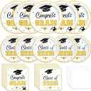 U-PTYTM 200 Pcs Graduation Decorations 2025 Party Decorations Set, White Gold Party Supplies Class of 2025 Disposable Paper Plates and Napkins for College High School Congrats Grad Party, Serve 50