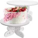 2 Pack 12 Inch Butterfly Cake Stand, PVC Cupcake Stand, Dessert Display Holder, Party Table Cake Serving Platter for Wedding, Birthday, Baby Shower, Tea Party, Home Centerpiece Decor